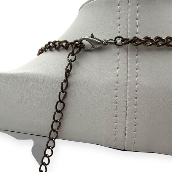 Statement necklace silver toned with balls and circles heavy 20 inches matinee - Picture 3 of 5